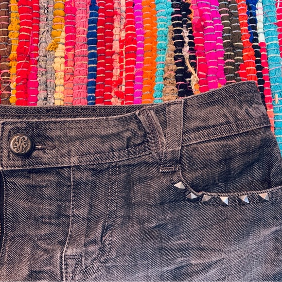 Rachel Roy washed black denim studded mini skirt . - Picture 2 of 5